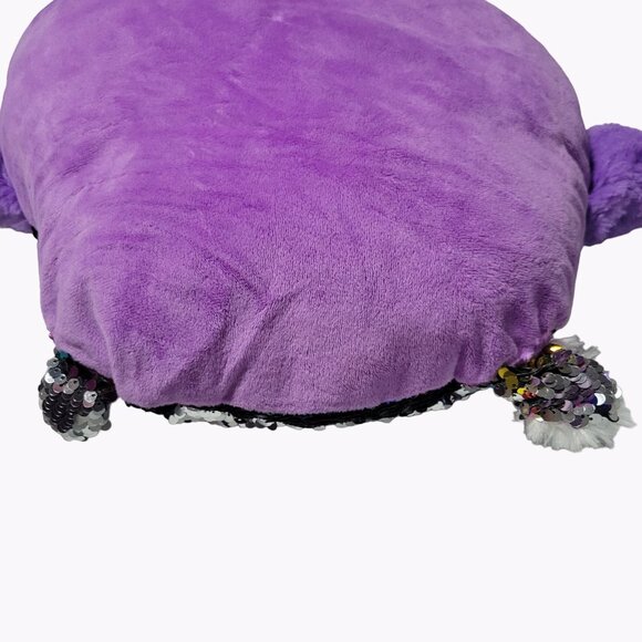 Hobby Lobby Owl 14 inch Plush Pillow Reversible Sequins Purple Stuffed Animal - Picture 4 of 6